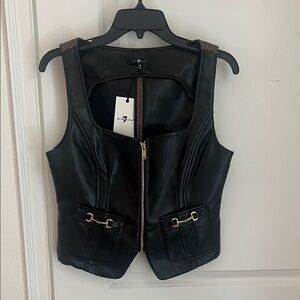 7 For All Mankind Black Faux Leather Vest